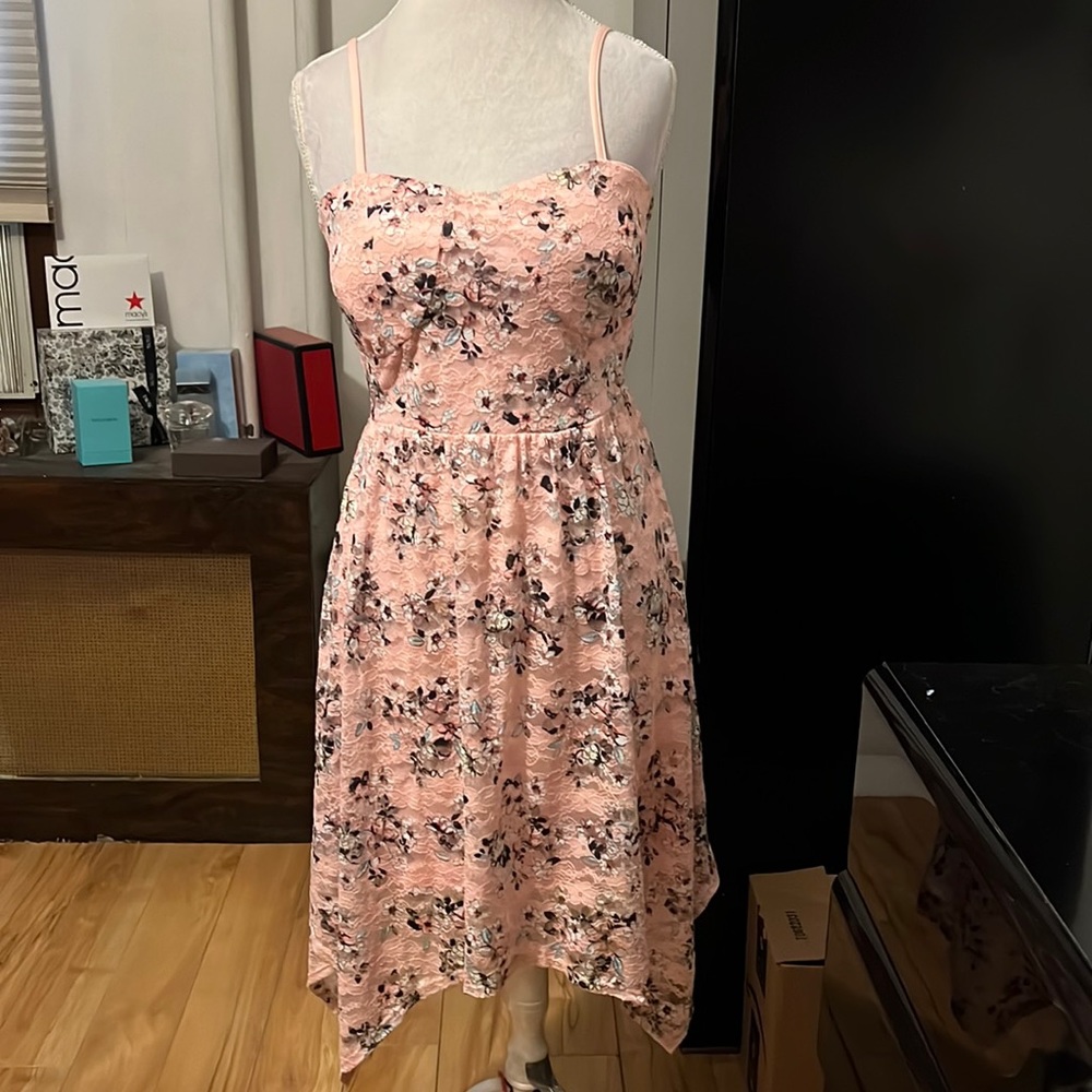 🆑FINAL PRICE‼️ Light pink with lace overlay dress and multicolored flowers